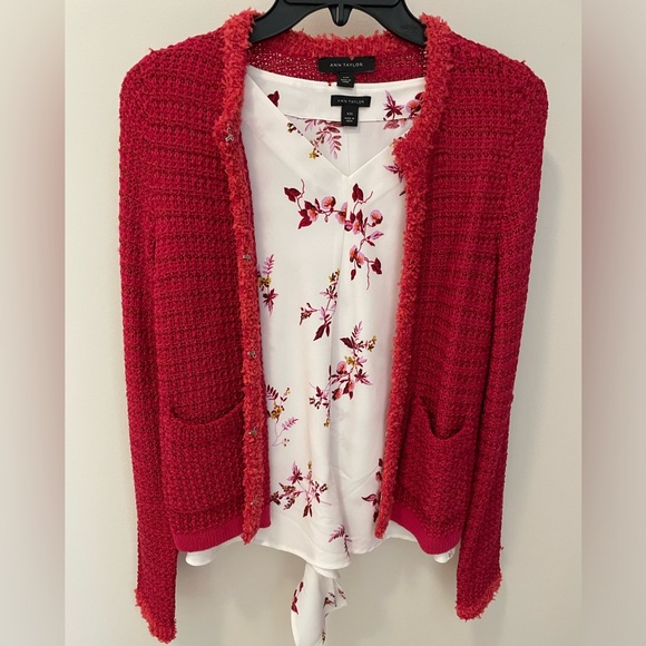 Red Cardigan never worn including unworn top also Ann Taylor - Picture 1 of 4